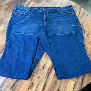 Old Navy Women's Plus Size 24 Mid-Rise Power Slim Straight Distressed Jeans Nice